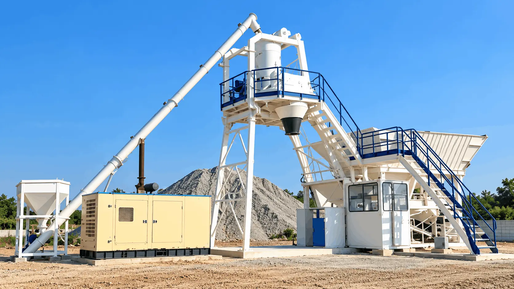 Cement plant with storage silos and material handling systems