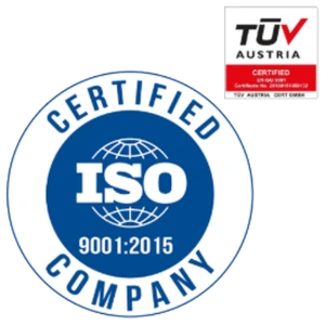 ISO 9001:2015 certified, TÜV AUSTRIA